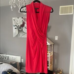 BCBG MaxAzria Elegant Red Draped Dress small ruched stretchy